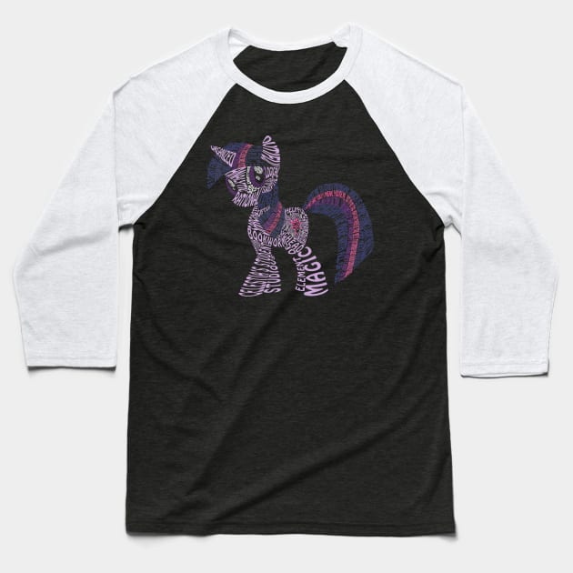 Wordy Twilight Sparkle Baseball T-Shirt by WanWanWana